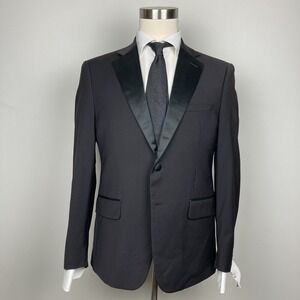 Calvin Klein Mens Classic fit Tuxedo Jacket Blazer 40 S Black Solid F01014